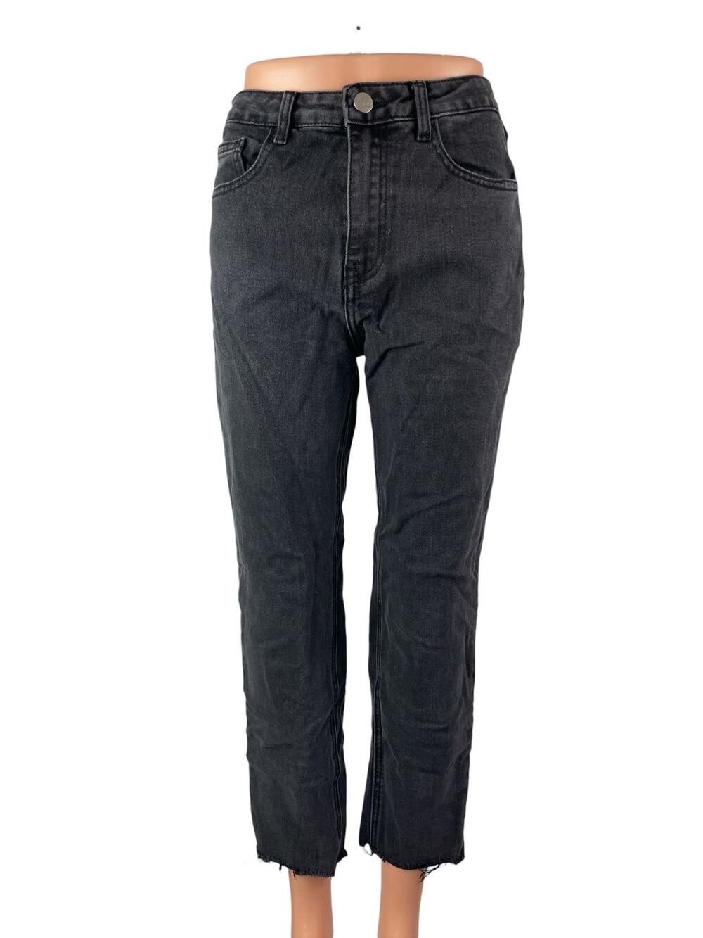 Redial Women's Black Washed High Waisted Mom Straight Leg Denim Jeans Size 6